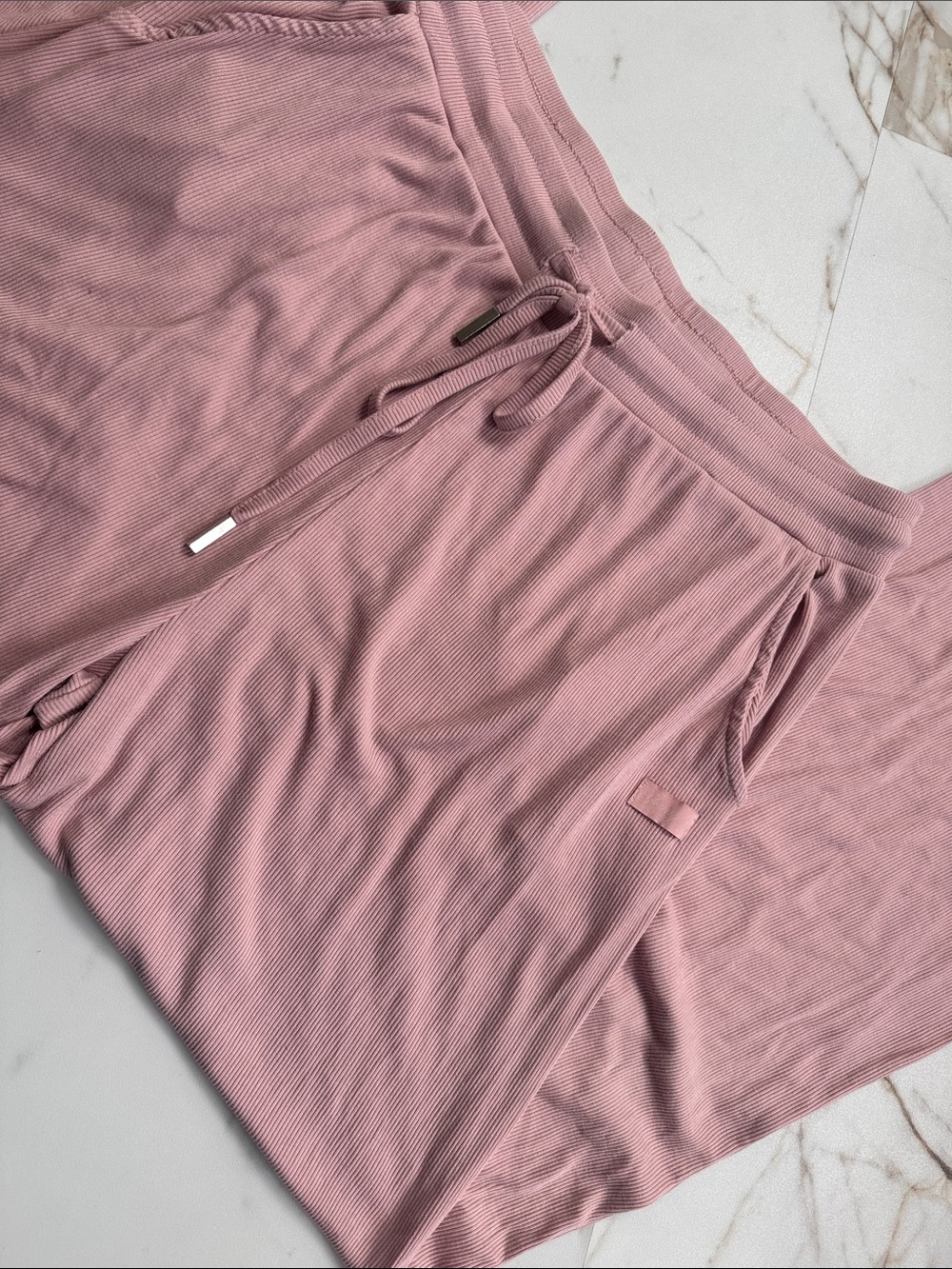 YoungLA Pink Ribbed Wide Leg Loungewear Pants Sz XL Spellout Comfy dorm ready